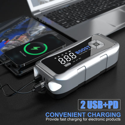 UniLink Twin-Cylinder Ultra-Fast Jump Starter & Air Compressor 16000mAh Real Capacity Car Battery Booster Patented Inflator Pro