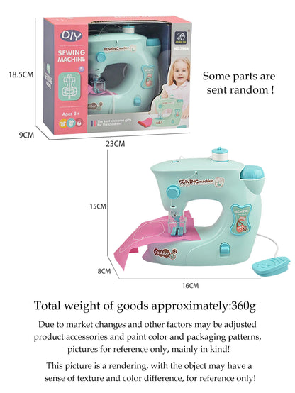 Mini Sewing Machine Toys for Kids, Electric Furniture Model Playing Home Toy with Lights DIY Simulation Sewing Gift for Children