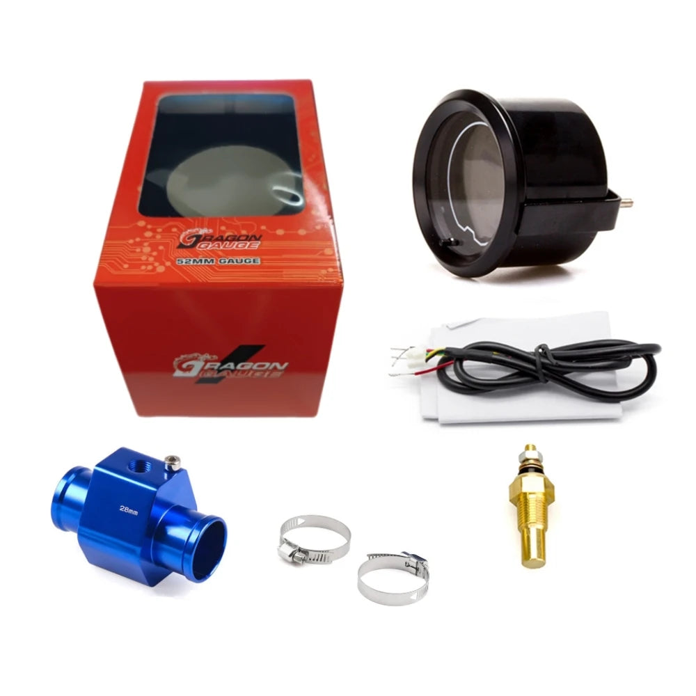 2'' 52mm Car Water Temp Gauge LCD Digital Display 40~140 ℃ With Water Temp Sensor Water Temp Joint Pipe Sensor Adapter 1/8NPT
