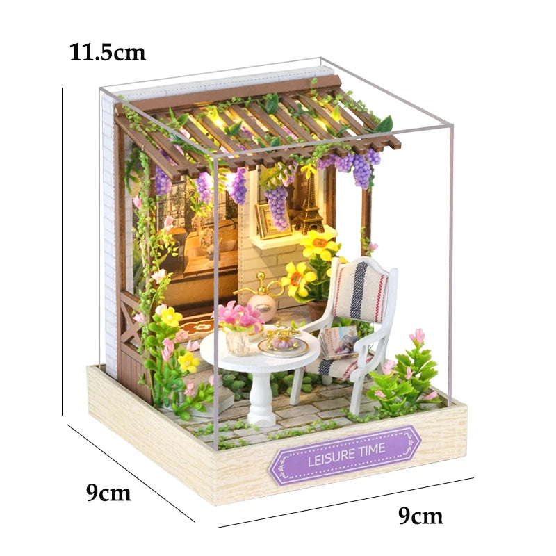 Japanese Izakaya Sushi Restaurant DIY Miniature Dollhouse Kit with LED Light 3D Wooden Puzzle Full Furniture Creative Gift