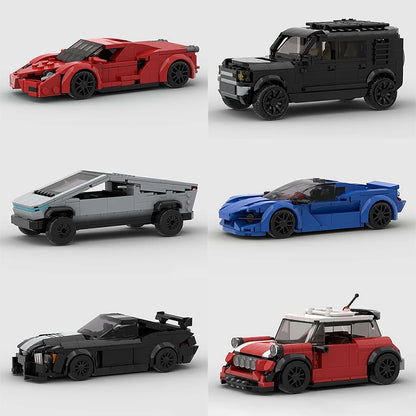 Classical Car Speed MOC SUV Racing Police Model Building Bricks Roadster Vehicle City Super Race Blocks Technical Christmas gift