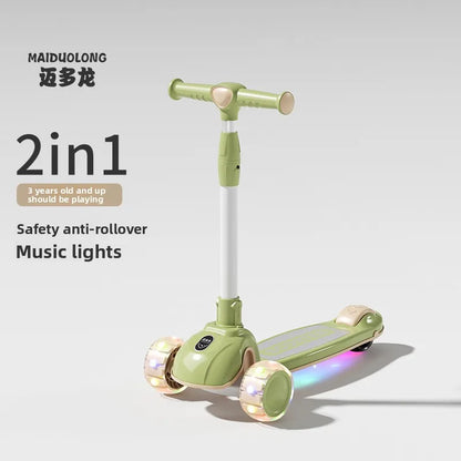 1-in-1 Kids Scooter, Foldable Ride-On Tricycle for Toddlers Ideal for developing children’s sense of balance