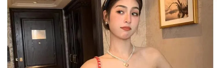 Thai Vacation Style Off-Shoulder Wrap Dress Women's Summer Design Sensation Waist-Cinching Tube Top Long Dress