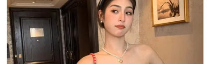 Thai Vacation Style Off-Shoulder Wrap Dress Women's Summer Design Sensation Waist-Cinching Tube Top Long Dress