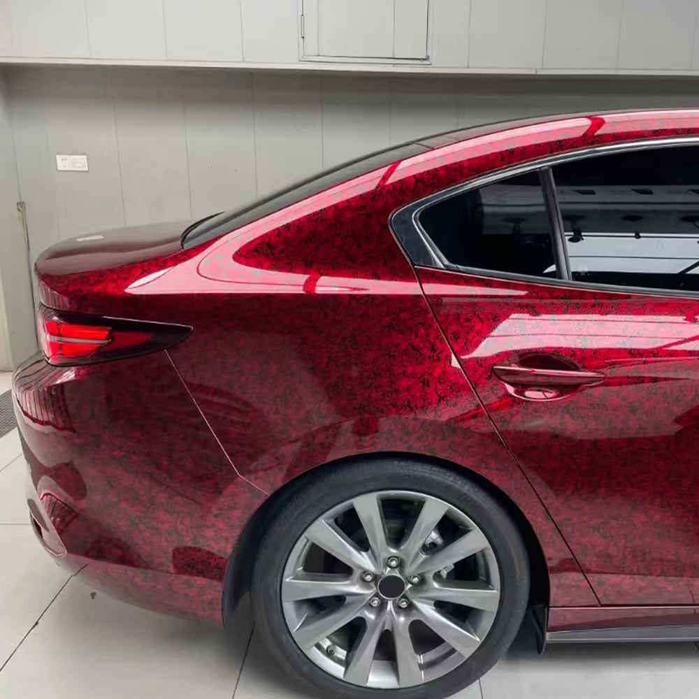 Glossy Red Forged Carbon Fiber Vinyl Wrap Film Self Adhesive Waterproof Decal Sticker For Car Motorcycle Scooter Auto Accessorie