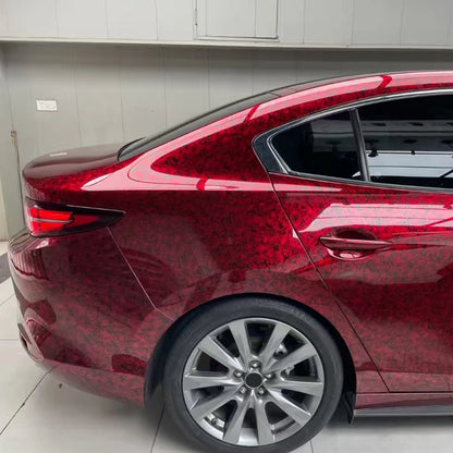 Glossy Red Forged Carbon Fiber Vinyl Wrap Film Self Adhesive Waterproof Decal Sticker For Car Motorcycle Scooter Auto Accessorie