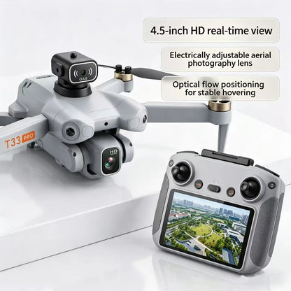 New T33 RC drone 8K professional high-definition camera 4.5-inch large screen folding four-axis aircraft 360 obstacle avoidance