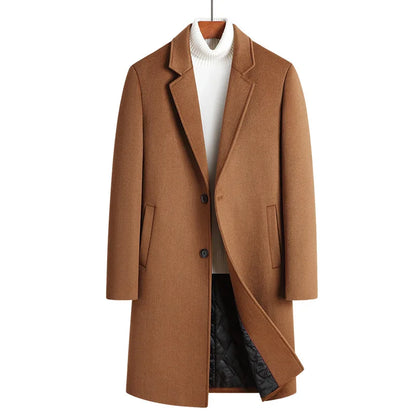 Long Jacket Men Clothing Men's Autumn Trench Coat Warm Woolen Overcoat Male Winter Men's Wear Woollen Coat Male Warm Mens New