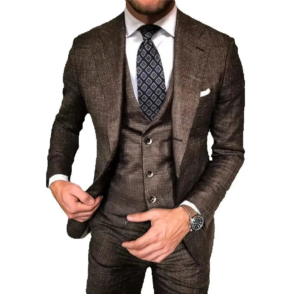 2025 Custom Business Men Suits for Plus Size Tuxedo 3 Pieces Slim Fit Groomsmen Blazers Prom Party Bridegroom Men's Formal Wear