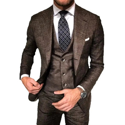 2025 Custom Business Men Suits for Plus Size Tuxedo 3 Pieces Slim Fit Groomsmen Blazers Prom Party Bridegroom Men's Formal Wear