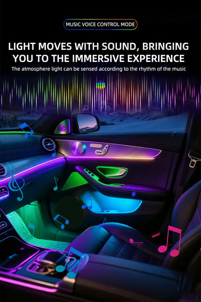 6/10/14/18in1 Led Acrylic Car Waterfall Lamp Ambient Light 213 Rainbow Color Symphony APP Remote Controll Atmosphere Lamp Kit