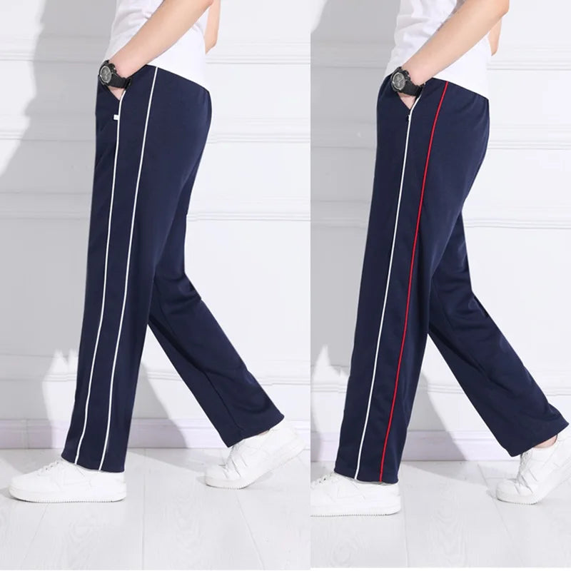 Black Unisex New Track Pants Casual Sweatpants mens Striped Bastic Trousers Straight Pants Joggers Simple Work Pants