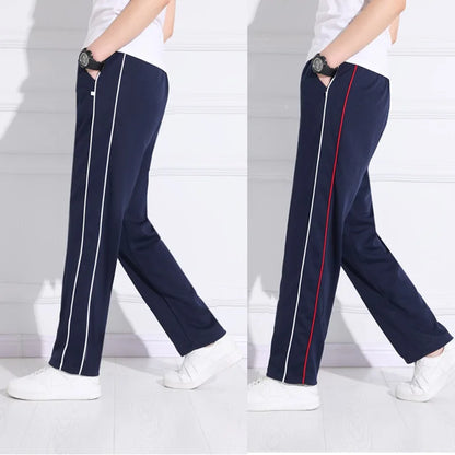 Black Unisex New Track Pants Casual Sweatpants mens Striped Bastic Trousers Straight Pants Joggers Simple Work Pants