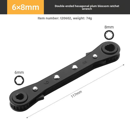 Rapid Ratchet Wrench Open Double Head Two-way Ratchet Wrench Dual-Purpose Automatic Plum Blossom Labor-Saving Auto Repair Tool
