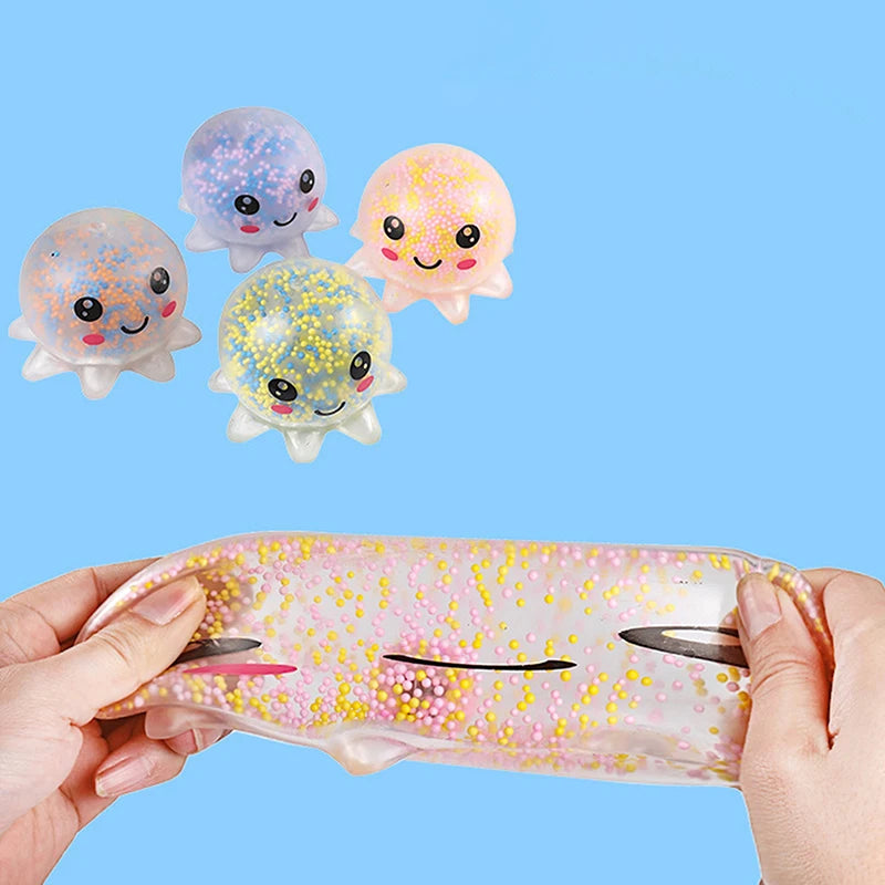 1-6PC Glowing Light Squid Vent Ball Squeeze Decompressions Toy Bubble Octopus Ball Stress Relief Toy Birthday Gift For Kids
