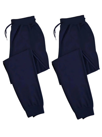 Men's two-piece casual sporty jogger pants, loose-fit sweatpants, wrinkle-resistant and shape-retaining, suitable for running,