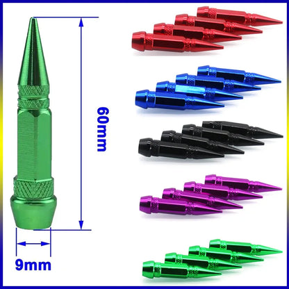 4pcs 45mm 60mm Universal Car Tire Valve Stem Cap Wheel Rim Stem Spike Shaped Dust-proof Air Metal Cap Cover for Motorcycle