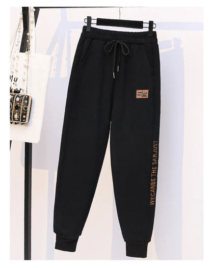 Thickened Fleece Cotton Harlan Pants Women's Casual Sports Sweatpants High Waist Elastic Bottom Leisure Trousers for All Seasons
