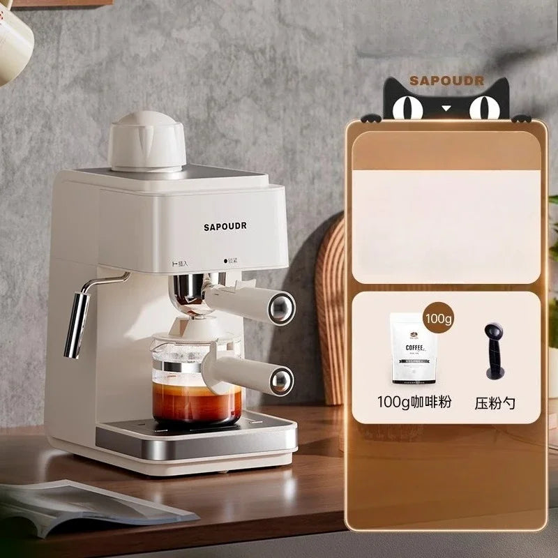 220V sapoudrEA09 Semi Automatic Coffee Machine Compact Home Office Espresso Americano Brewer BBW
