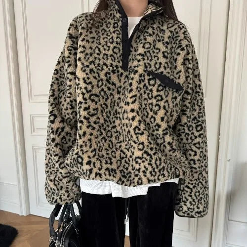Winter Thickened Lamb Fur Sweatshirt Women's Outerwear Casual Loose Fit Long Sleeve Zipper Closure Hoodie Fashionable Tote De...