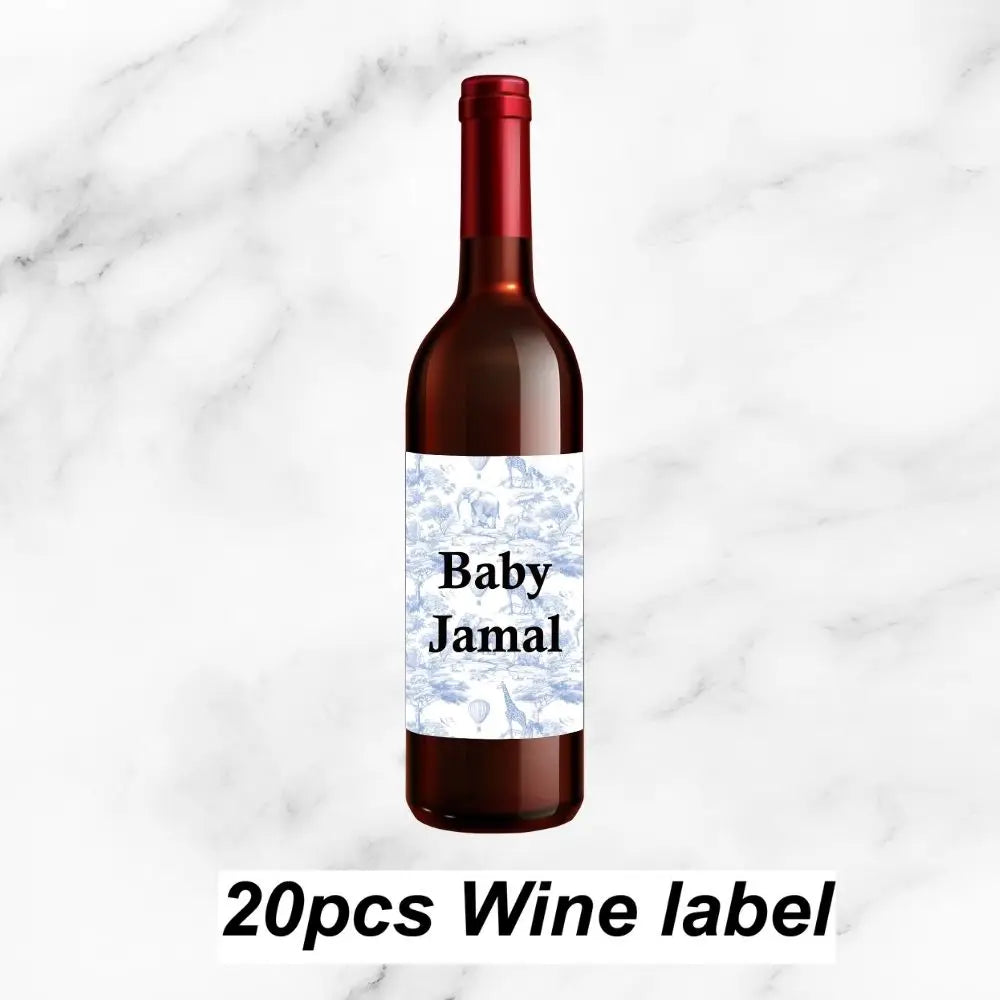 Personalized Blue Safari Baby Shower Party Favors Toile De Jouy Jungle Animal Sticker Party Decoration For Birthday Bachelorette