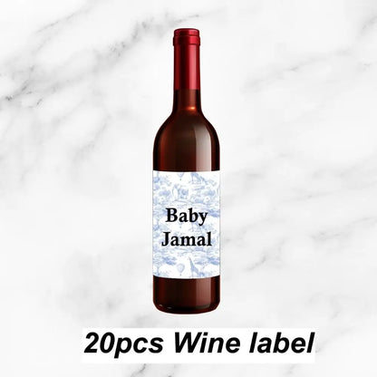Personalized Blue Safari Baby Shower Party Favors Toile De Jouy Jungle Animal Sticker Party Decoration For Birthday Bachelorette