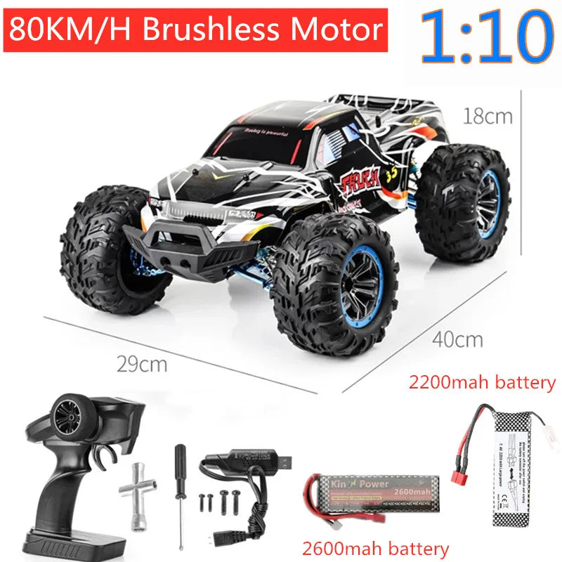 80KM/H Brushless RC Racing Car Metal Alloy 200M Distance Racing Buggy off Load Climbing RC truck Shock Absorption Vehicle RC car
