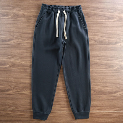 Autumn Winter New American Retro Thick Knitted Sweatpants Men's Simple Elastic Waist Drawstring Sport Casual Ankle-tied Pants
