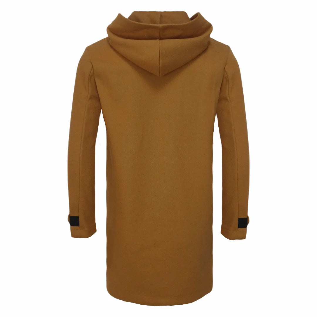 Streetwear Men's Jacket Casual Trench Horn Buttons Loose Hooded Outerwears Jackets Extra-long Men Clothing For Autumn Winter