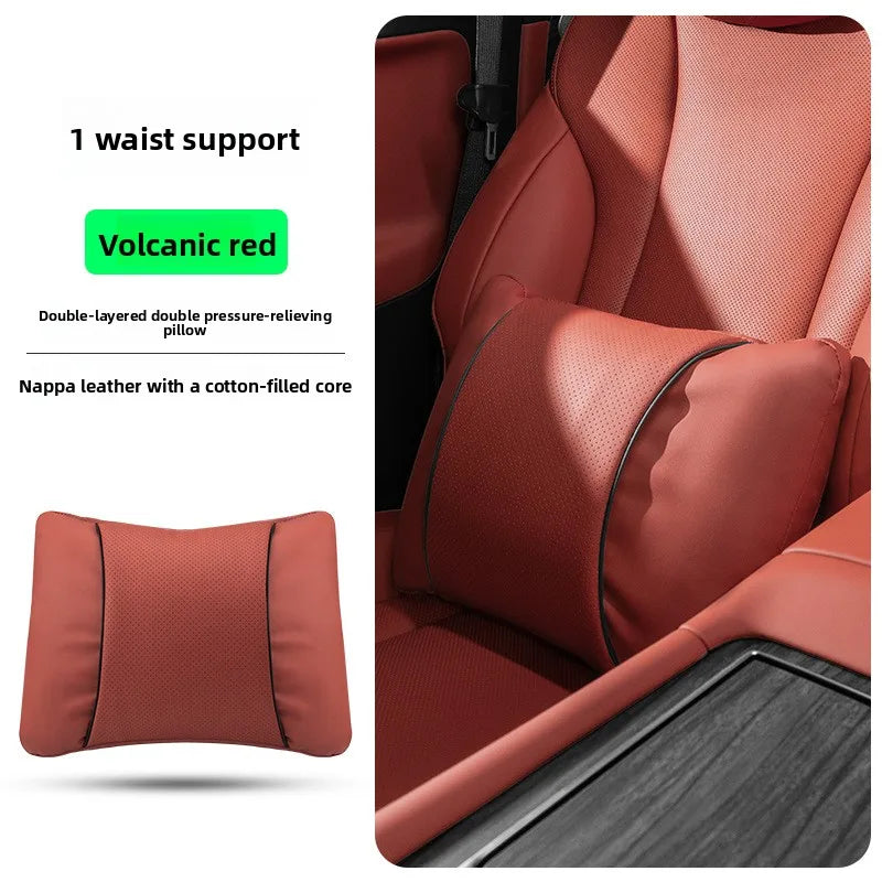 High Quality Universal Car Headrest Cushion Car Seat Neck Pillow High-grade Leather Breathable Lumbar Support Car Pillow