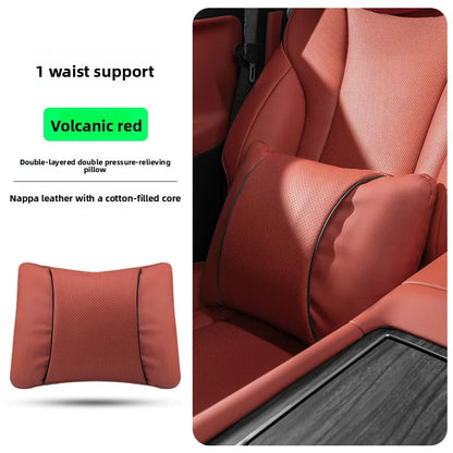 High Quality Universal Car Headrest Cushion Car Seat Neck Pillow High-grade Leather Breathable Lumbar Support Car Pillow