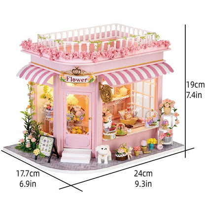 Wooden Miniature Doll House 3D Puzzle Assembly Building Model Kit Cat Shop Small Room Toys Home With Furniture Birthday Gifts