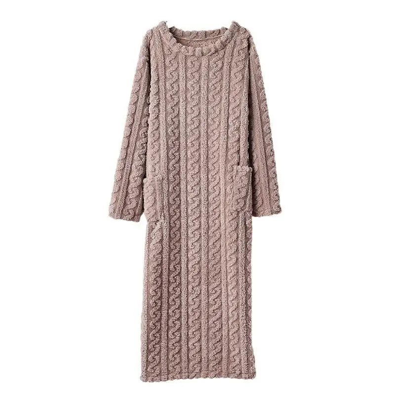 Thick Coral Fleece Robe Women's Sleepwear Long Sleeve Loose Home Clothes Autumn Winter Warm Pyjamas OENY Brand Spring Listing