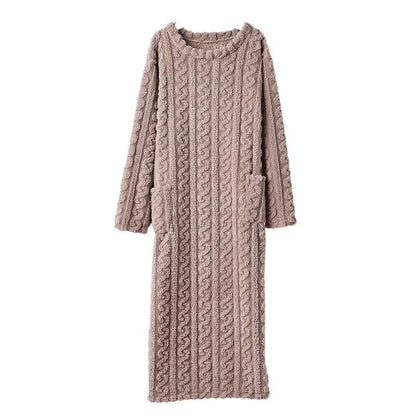 Thick Coral Fleece Robe Women's Sleepwear Long Sleeve Loose Home Clothes Autumn Winter Warm Pyjamas OENY Brand Spring Listing