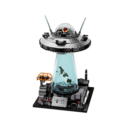 NEW UFO Cow Abduction Spacecraft Building Blocks With Light Motor Set Spaceship Bricks Toys Desktop Ornament Model Boys Gifts