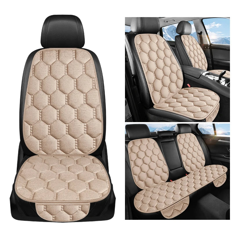 Winter Warm and Thick Velvet Car Seat Cushion Four Seasons Universal Single Seat Small Three piece Plush Warm Five Seat Anti sli