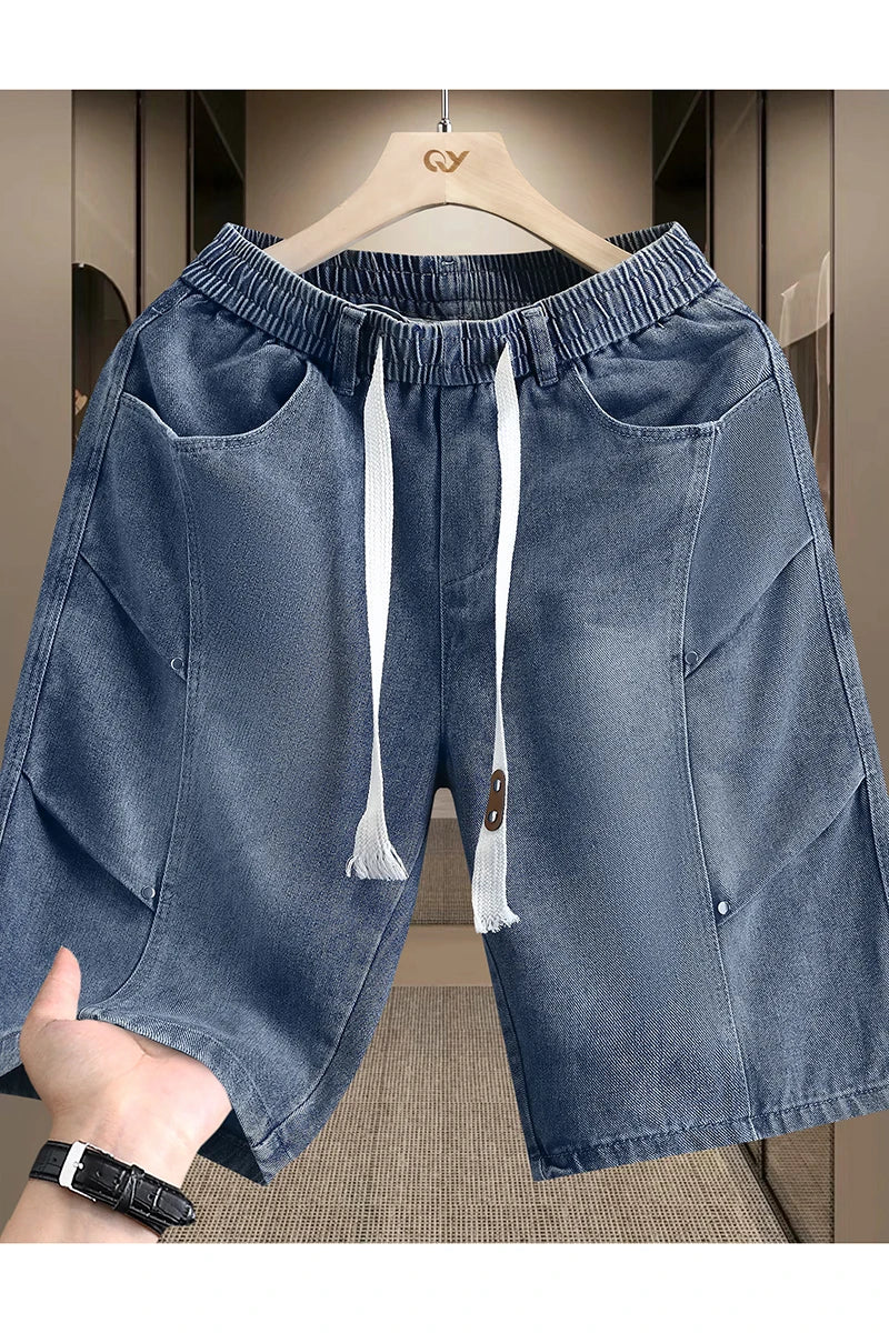 Men's Cargo Shorts New Summer Fashion Thin Cotton Blend Casual Denim 5-Point Pants Street Trendy Daily Comfortable Jean Shorts