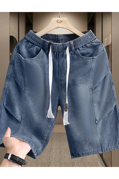 Men's Cargo Shorts New Summer Fashion Thin Cotton Blend Casual Denim 5-Point Pants Street Trendy Daily Comfortable Jean Shorts