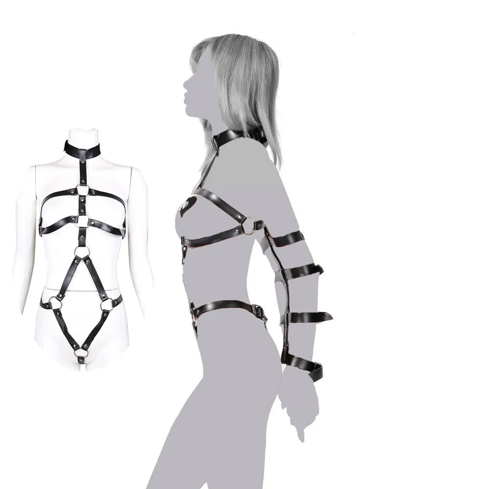 Female BDSM Body Restraint Sex Toy Kits Women Handcuff Harness Adult Couple Fetish Toys SM Slave Bondage Set Vagina Stimulator