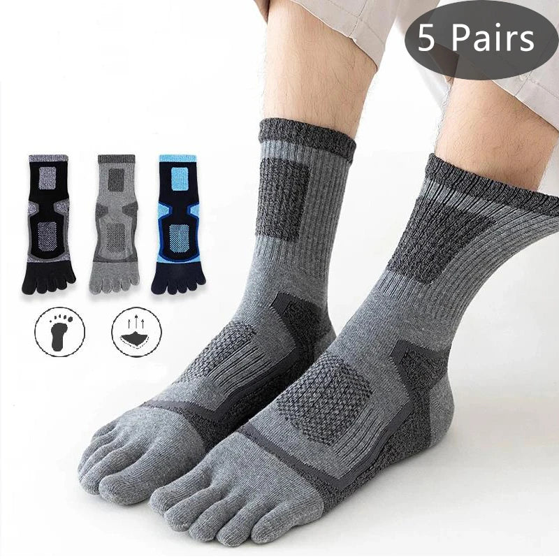 1/5 Pairs Five Toe Socks For Men Thick Compression Mesh Breathable Sport Short Socks For Running Basketball Bike Fitness Outdoor