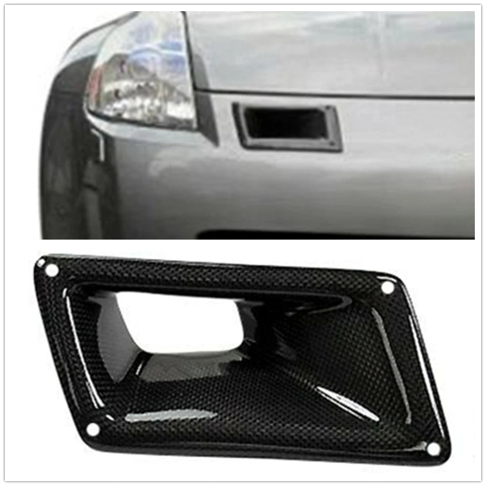 For Nissan 350Z Z33 2003-2009 Front Engine Hood Air Vent Bumper Bonnet Scoop Cover Trim Carbon Fiber Car Upper Outlet Duct Frame
