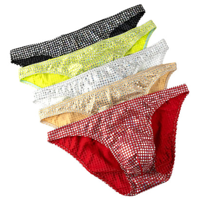 Men's Sexy Shiny Sequin Briefs Fashion Glitter Design Soft Skin-Friendly Breathable Comfort Nightclub Party Underwear