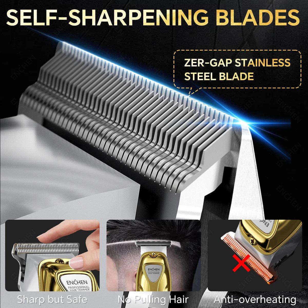 ENCHEN Sharp 5 Professional Hair Cut Beard Trimmer Long Lasting Type-C Rechargeable 150 Mins Runtime Self Sharpening Blades