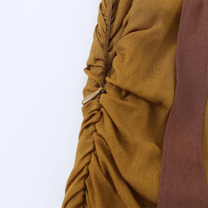 Women's Dress 2026 New Stylish Chiffon Pleated Strap Backless Slimming Sexy Holiday Casual Women's Mid-Length Dress