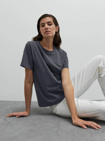 Bornladies 2025 Women's Summer 100% Cotton T-shirt Bottoming Basic Fashionable Solid Lady Short Sleeve Loose Tops Shirts