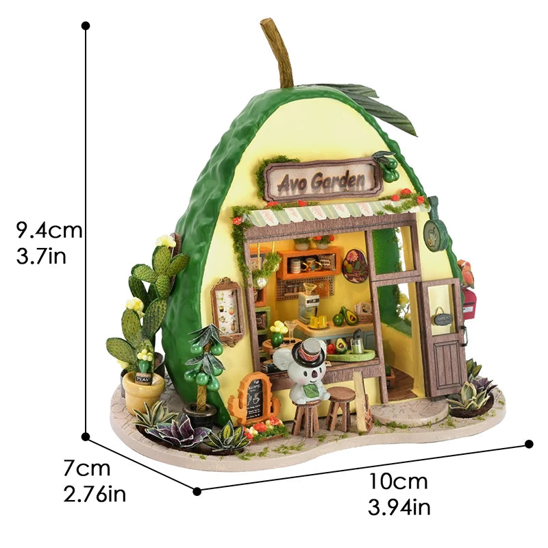 DIY Miniature Dollhouse Kit with LED Light Handmade Wooden Flower Shop Book Nook Creative 3D Puzzle Model Building Set for Gifts