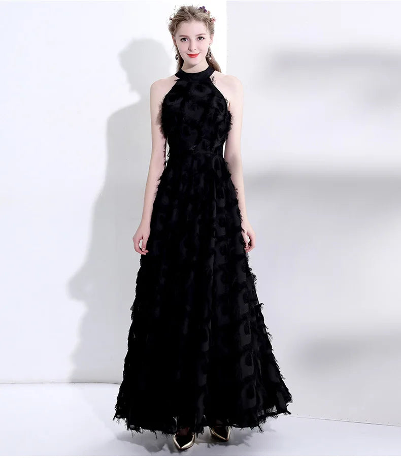 Elegant White Feather Evening Dress Hanging Neckline Engagement Birthday Adult Ceremony Ultra Fairy High End Long Skirt