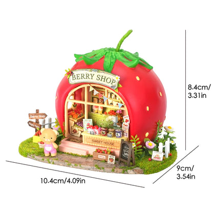 Hot Sale DIY Miniature Grape Wine Bar Dollhouse Kit with LED Light 3D Puzzle Mini House Gift for Friend Home Decor