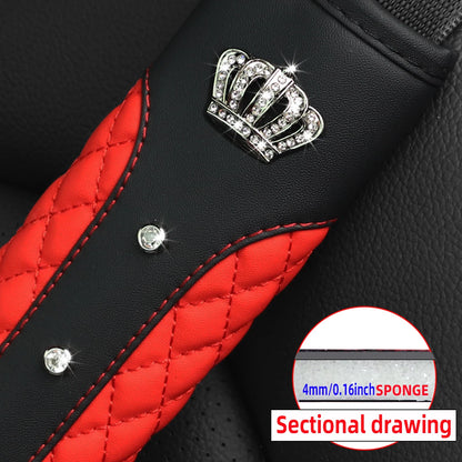 1 Diamond-encrusted Blingbling Metal Crown Faux Sheepskin Car Supplies Seat Belt Shoulder Strap Comfort Safety Belt