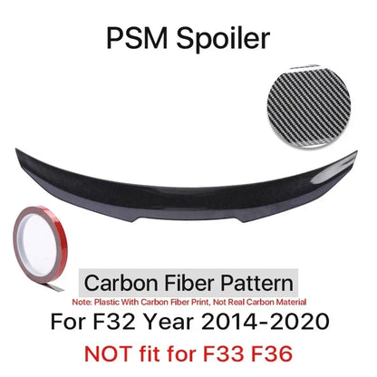 Rear Trunk Spoiler Bumper Lip For BMW 4 Series F32 F33 F36 Carbon Fiber PSM M4 MP Style Wing Tail Kit 2014-2020 Gloss Black